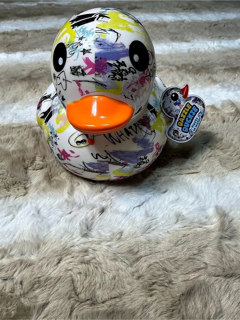 Dazzle Duckie Graffiti Jumbo 6” Rubber Duck Jeep Duck NWT Floating Bath Toy